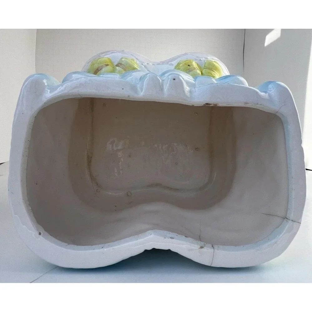 Planter Boot MY NEIL 1985 Blue Ceramic Nursery Vase Baby Decor Vintage Gift